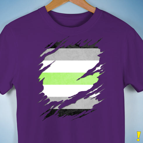 Agender Pride Flag Ripped Reveal Premium Unisex T-Shirt - Purple